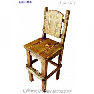 Деревянный барный стул Antik-1503, под старину, для ресторана, паба, таверны, кафе, для бани, дома, дачи, летней площадки, террассы....